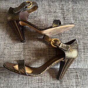 Giuseppe Zanotti Vicini Vero Cuoio Gold Bronze Leather Heels 9 Sz 40